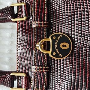 Dooney and Bourke Leather Santorini Satchel Burgundy and Gold